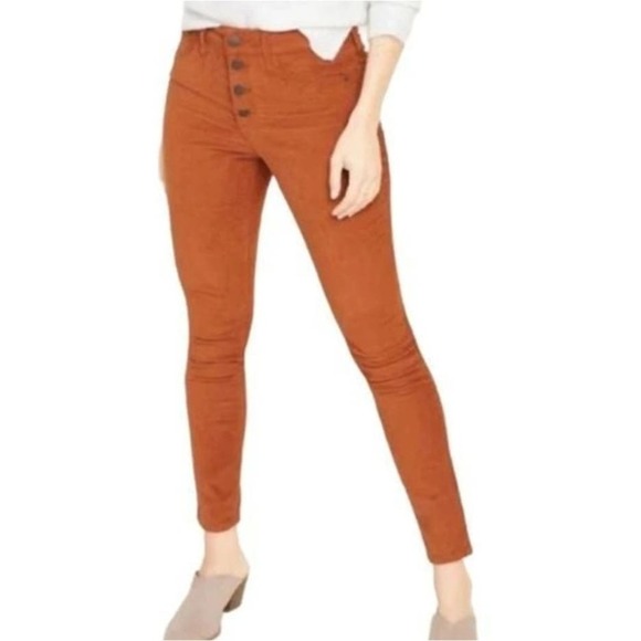 Old Navy Corduroy Button Fly High Rise Super Skinny Rockstar Pant 8 Burnt Orange - Picture 1 of 6